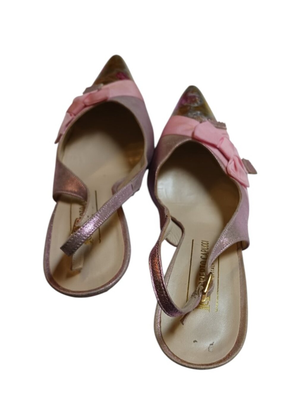 Roberto Capucci Vintage Metallic Pink Kitten Heels Size 8.5B - Picture 5 of 16